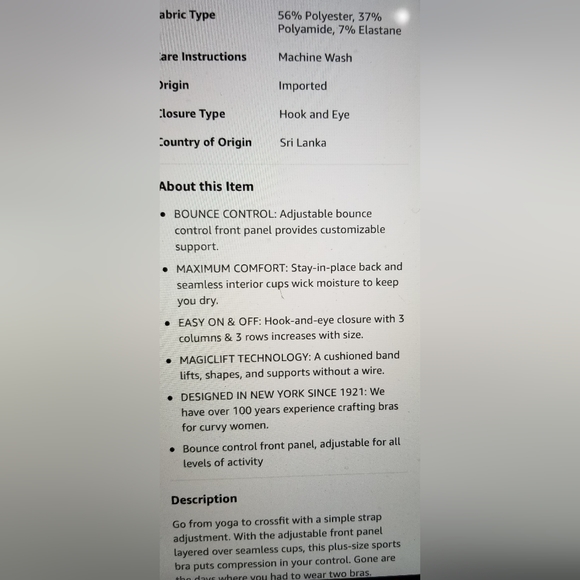 NWOT GLAMORISE DOUBLE LAYER CUSTOM CONTROL SPORTS BRA - Picture 11 of 13